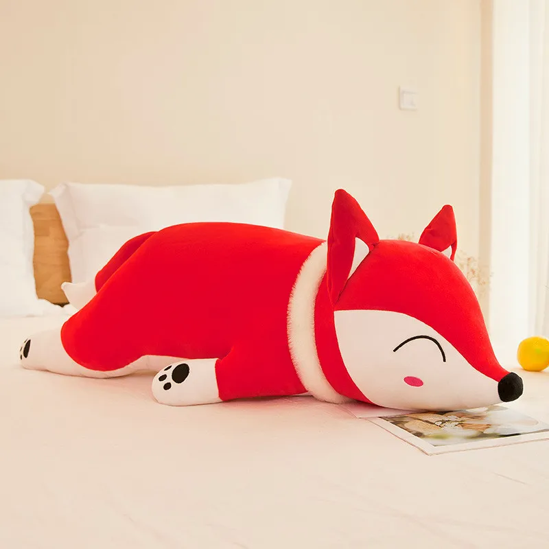 35cm Red Fox 35/50cm Kawaii Plush Pillow Fox Stuffed Animals Doll Anime Plush Toys I LOVE YOU Embroidery Scarf Red Fox Back Cushion Dolls - Цвет: 35cm Red Fox