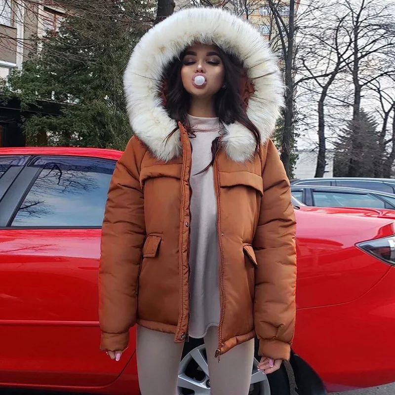 

High Quality Women Winter Thick Warm Hooded Parka Jacket Fashion Luxury Fur Loose Coat Female New Big Pocket Plus Cotton Outwear