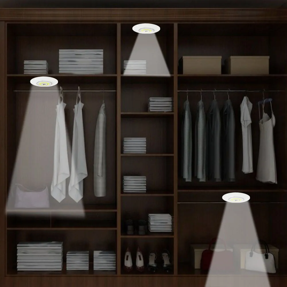 

3W Super Bright Cob Under Cabinet Light LED Wireless Remote Control Dimmable Wardrobe Night Lamp Home Bedroom Closet Kitchen