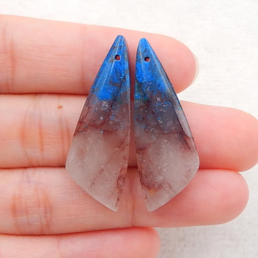 

Natural Gemstone Chrysocolla fashion woman Earring 34x12x5mm5.9g