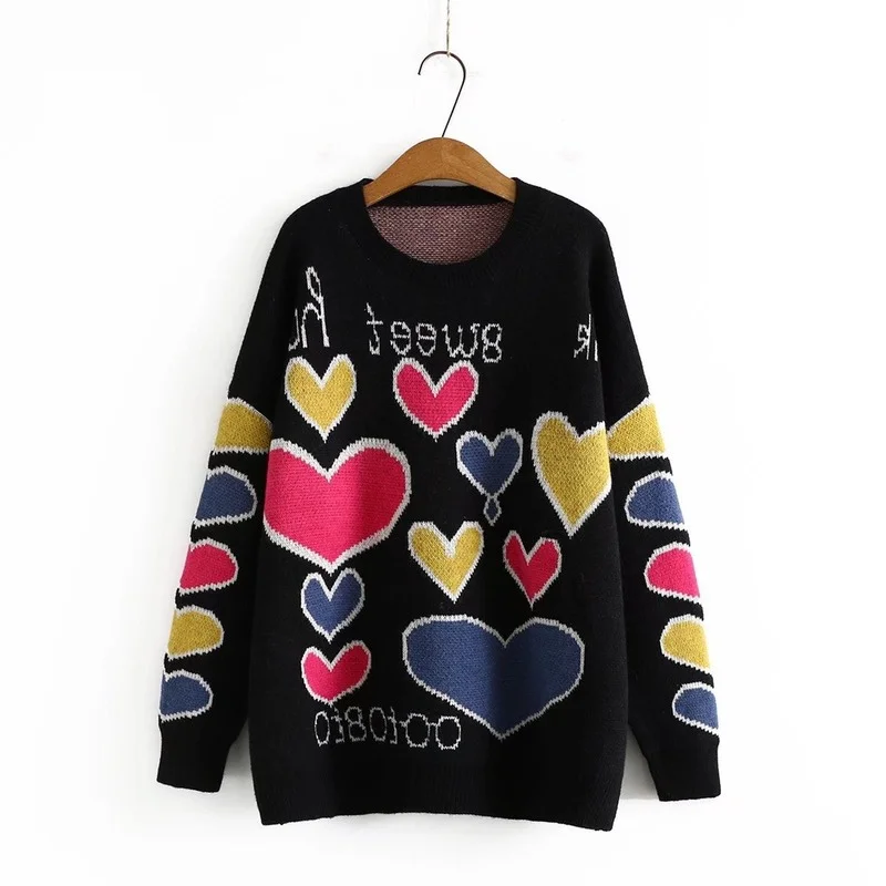 

Plus Size XL-3XL Women's Cute Autumn Winter Sweaters Long Sleeved Casual Vintage Outerwear