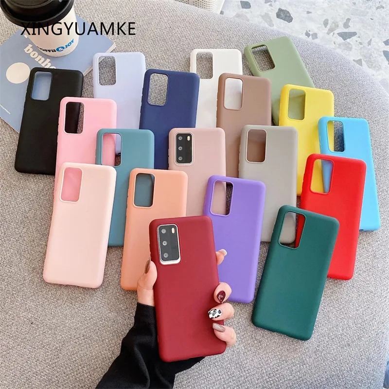 

Candy Color Silicone Cover For Huawei P30 P20 P40 Honor 20 10 Lite Pro E 8A 8S 8X 10i 20i Y9 Prime P Smart 2019 Z Soft TPU Case