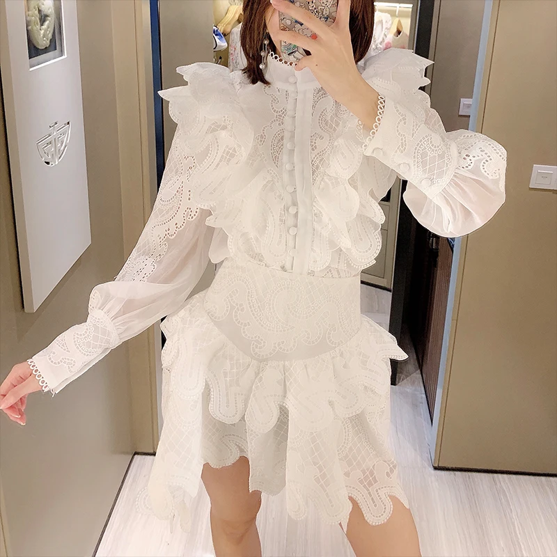 Женский комплект из 2 предметов роскошная кружевная блузка с рукавами-фонариками
