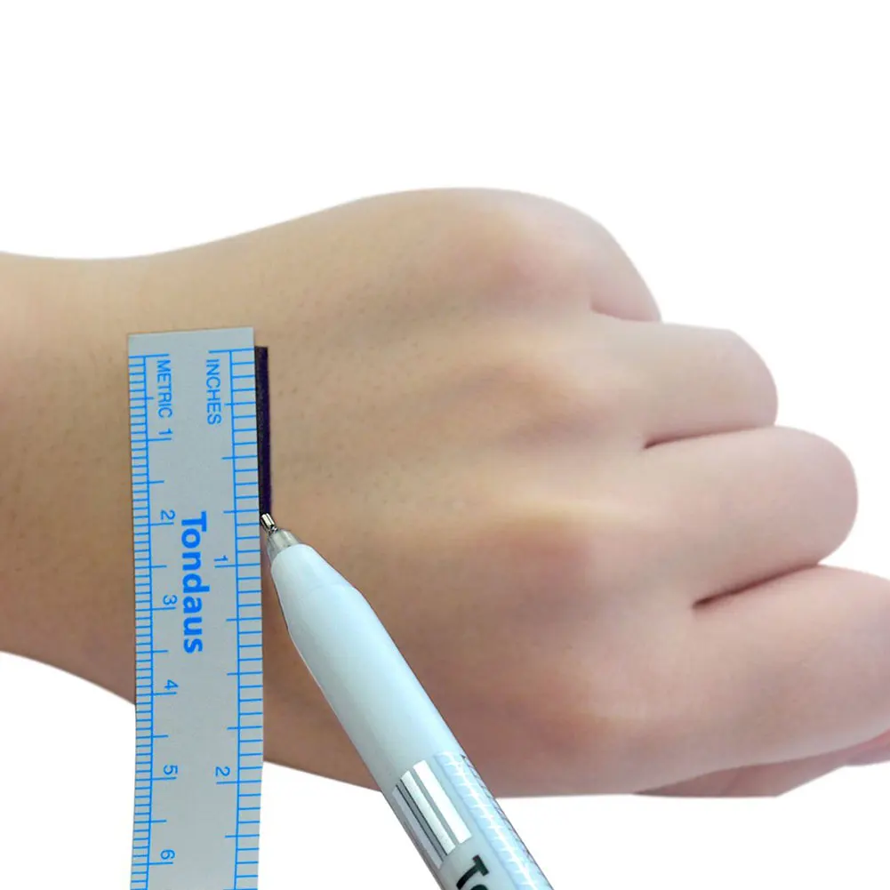 

2PCS Surgical Tip Markers Skin Marker Pen Tattoo Pen(0.5mm,1mm) With Paper Rulers For Tattoo Piercing Eyebrow Pen