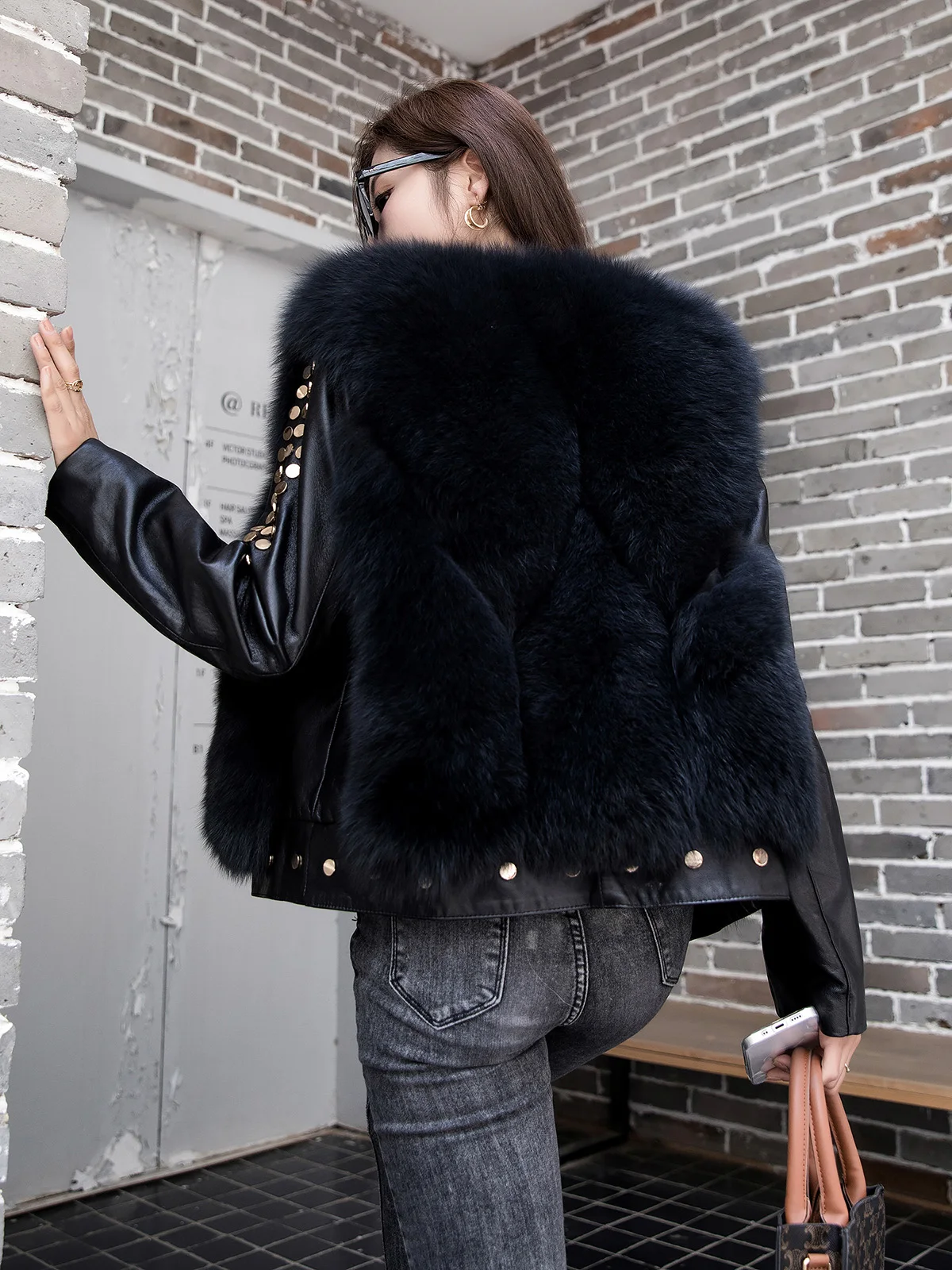 Natural fox fur waistcoat, full fur women's jacket, fox fur top, outer wear leather grass waistcoat, noble clothing