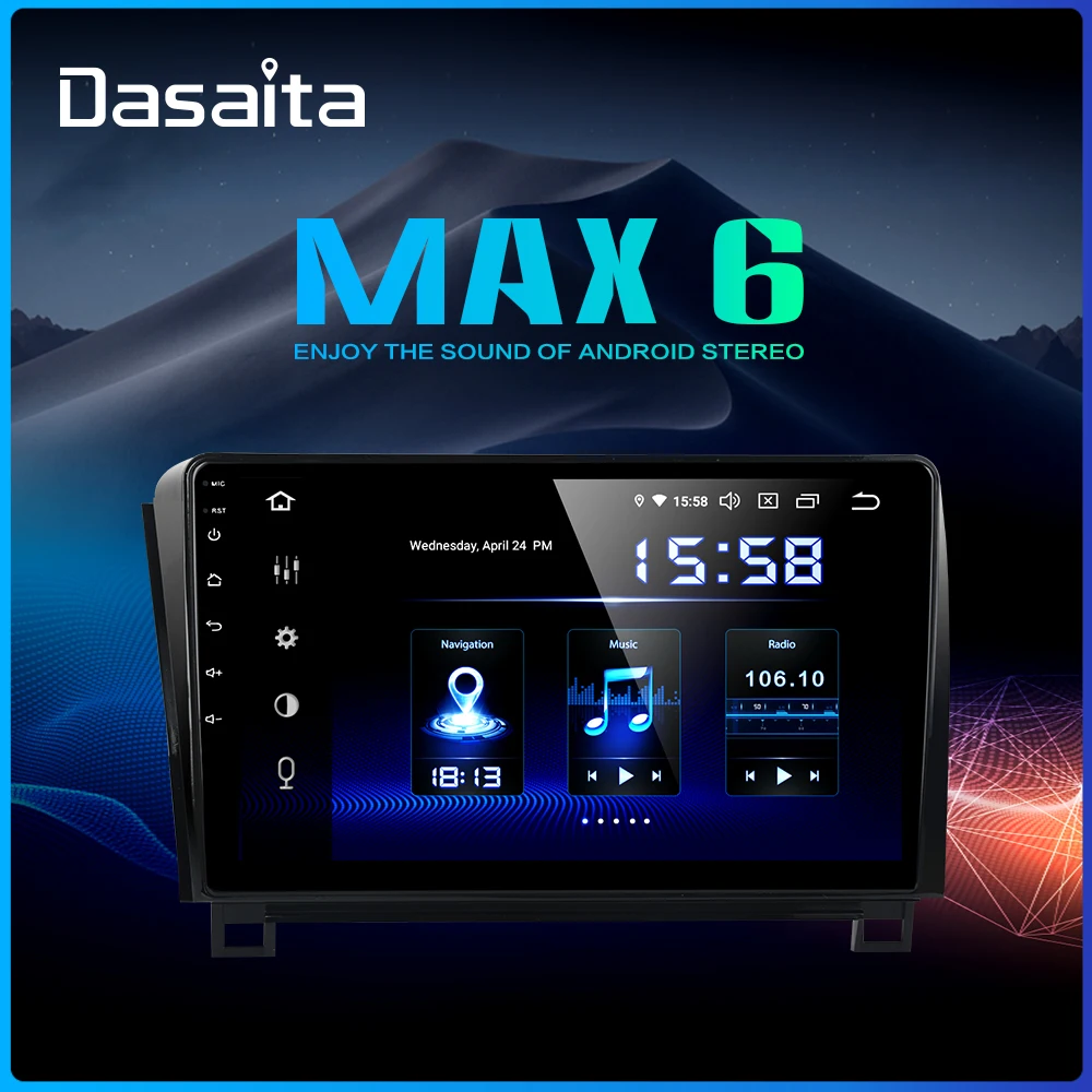 Dasaita Android 9,0 Автомагнитола для Toyota Tundra 2007-2013 Sequoia 2008- Автомобильный мультимедийный 10," ips 1024*600 Bluetooth DSP