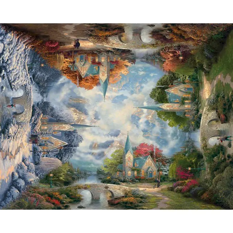 

GATYZTORY Frame DIY Painting By Numbers Landscape House Handpainted Oil Painting Modern Home Wall Art Canvas Painting Art