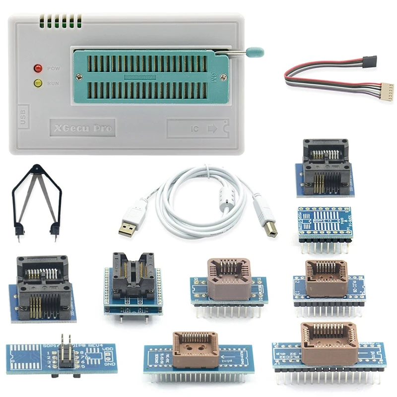 Новый V8.51 TL866II Plus Универсальный программатор Minipro + 10 адаптеров тестовый зажим TL866