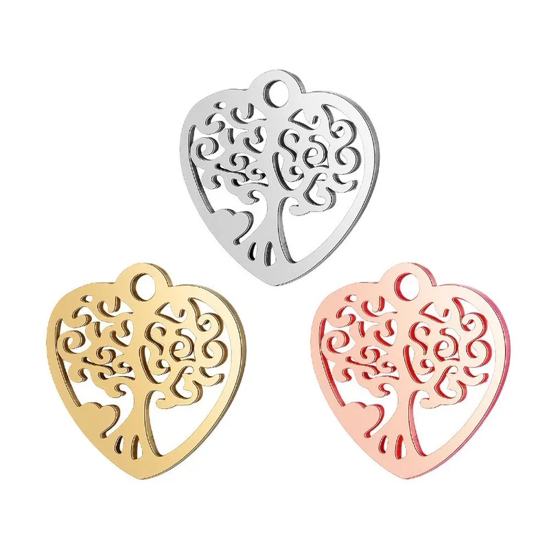 5 шт. DIY Подвеска из нержавеющей стали в форме сердца дерево жизни зеркальный