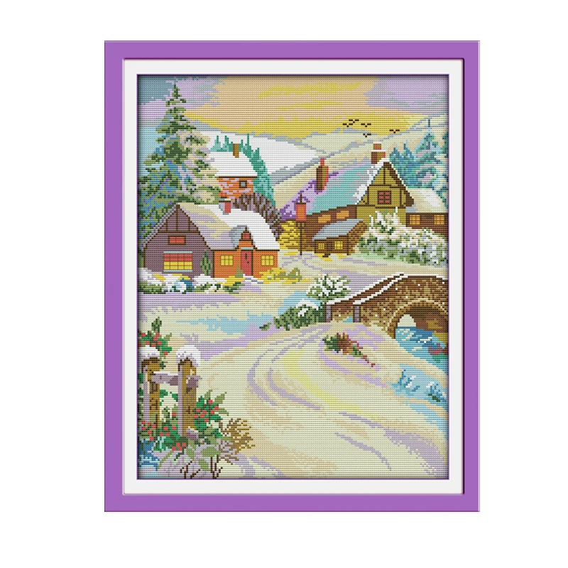 

Набор для вышивки крестиком Joy Sunday «сделай сам», Набор для вышивки пейзажами, с принтом, для украшения дома