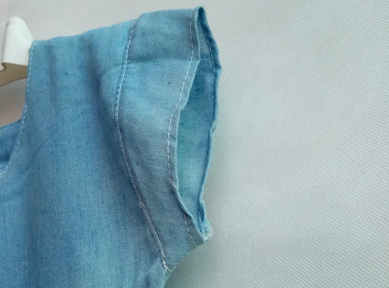 Летнее платье для девочек хлопковые детские платья детское из джинсовой ткани