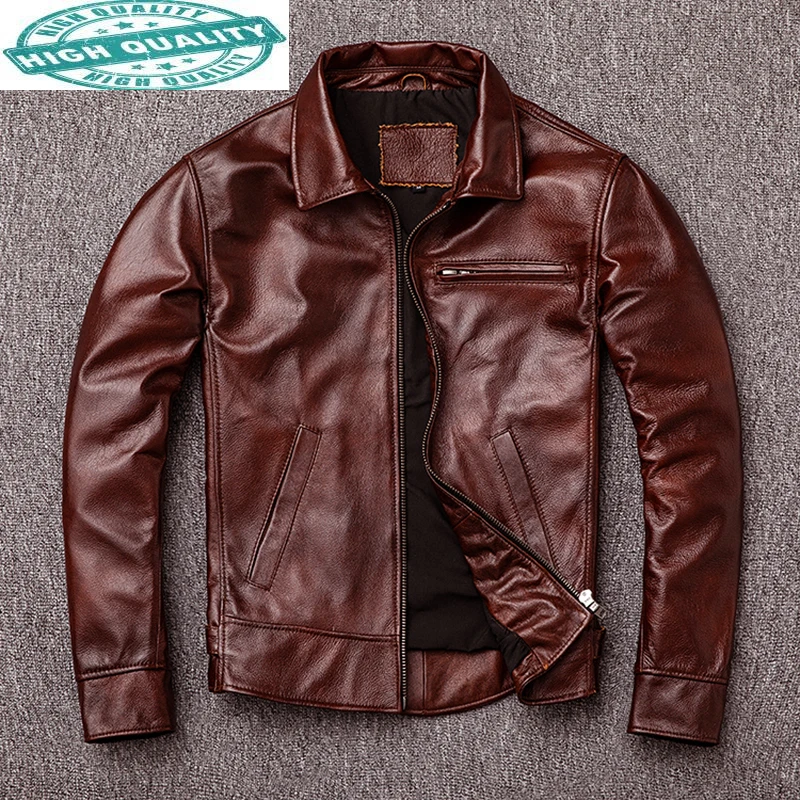 

Jacket Men Autumn Mens Clothes Genuine Men's Clothing Motorcycle Real Cow Leather Coat Jaqueta LXR318