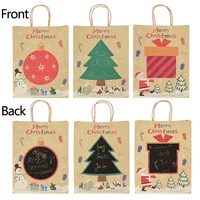 6pcs christmas decoration kraft paper cookies gift packaging gift bags handmade painting blessing tote bags noel navidad 2022