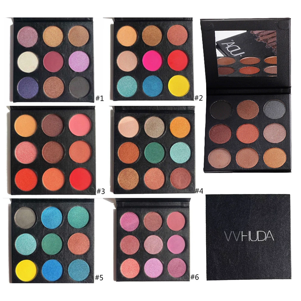 Оптовая продажа 9 цветов роскошные кожаные тени для век палитра макияжа