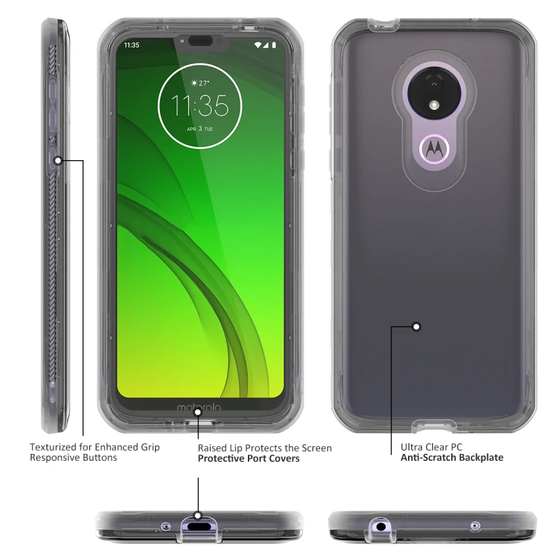 Hard Back Case for Motorola Moto G7 Power Play Full Cover with Built-in Screen Protector Shock Absorption Case for Moto G7 Play