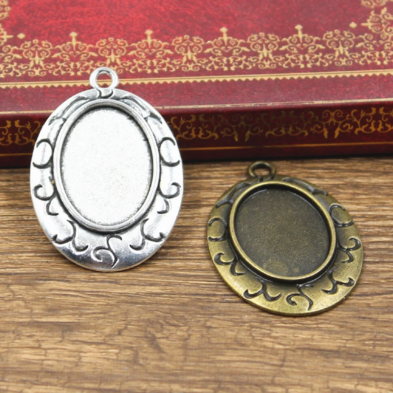 3 шт. 25x18 мм Овальный стеклянный кабошон основа античный бронзовый серебристый