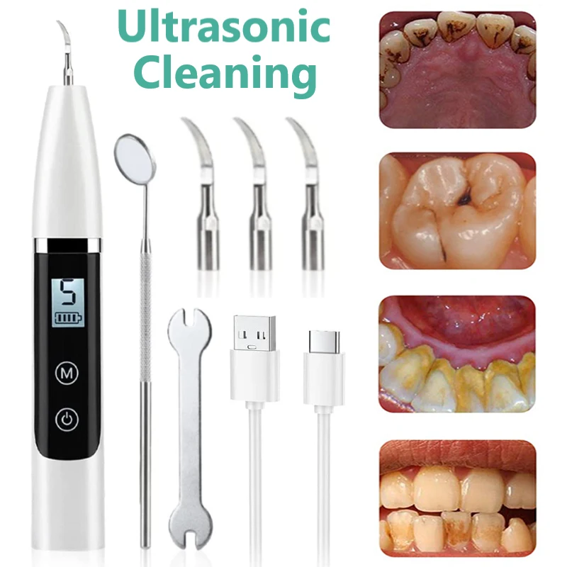 

Ultrasonic Calculus Remover Electric Portable Dental Scaler Ultrasonic Tooth Cleaner Teeth Whitening Treatment Scaling Tools