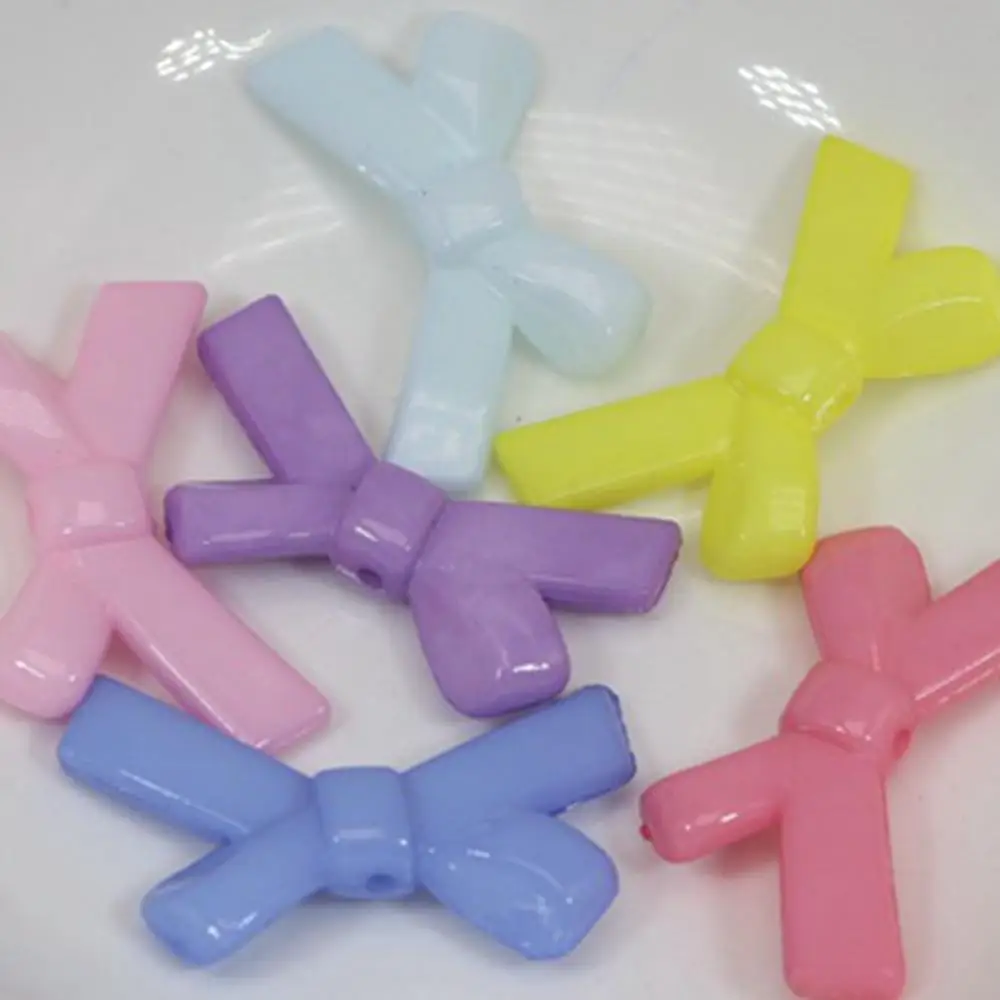 50 Mixed Pastel Color Acrylic Bowknot Bow Tie Beads 35X20mm Jewelry Making Craft DIY |