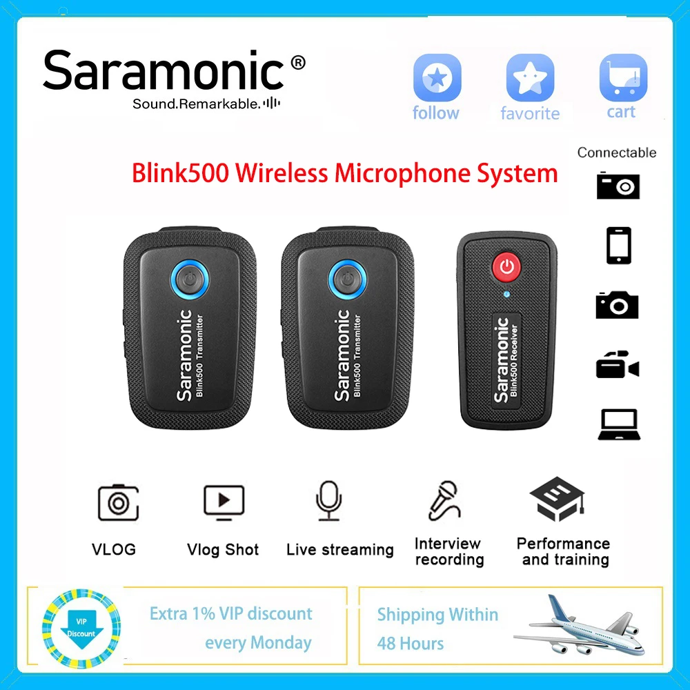 Беспроводная микрофонная система Saramonic Blink500 2 4 ГГц двухканальный петличный