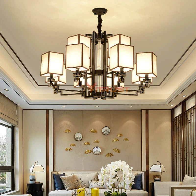 Китайская люстра лампы светильники ткань железная лампа осветительные приборы