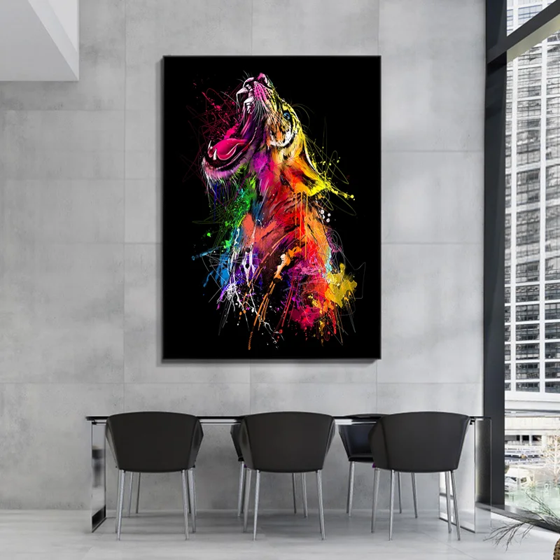 

Colorful Tiger Graffiti Art Canvas Painting Animal Posters and Prints Abstract Picture for Living Room Modern Home Decor