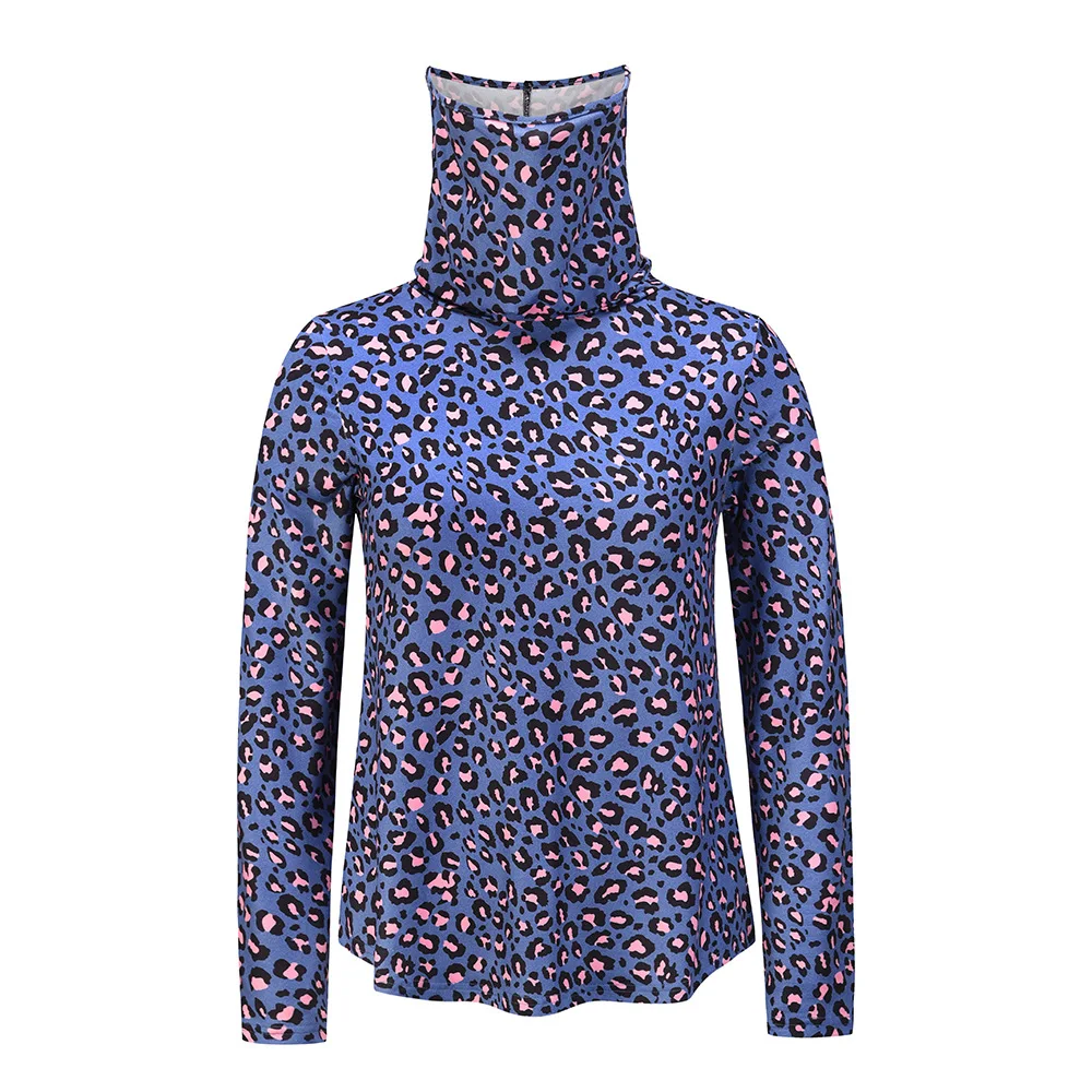 

Face mask long-sleeved pullover bottoming shirt high neck T-shirt top 2021 new