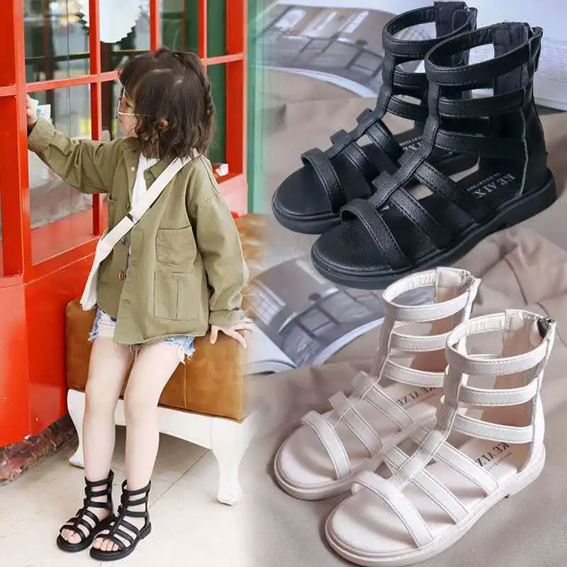 Сандалии в римском стиле для маленьких девочек пляжная обувь с блестками и