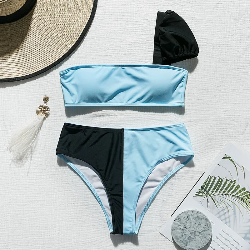 In X винтажное бикини с высокой талией 2019 пикантное платье на одно плечо купальник