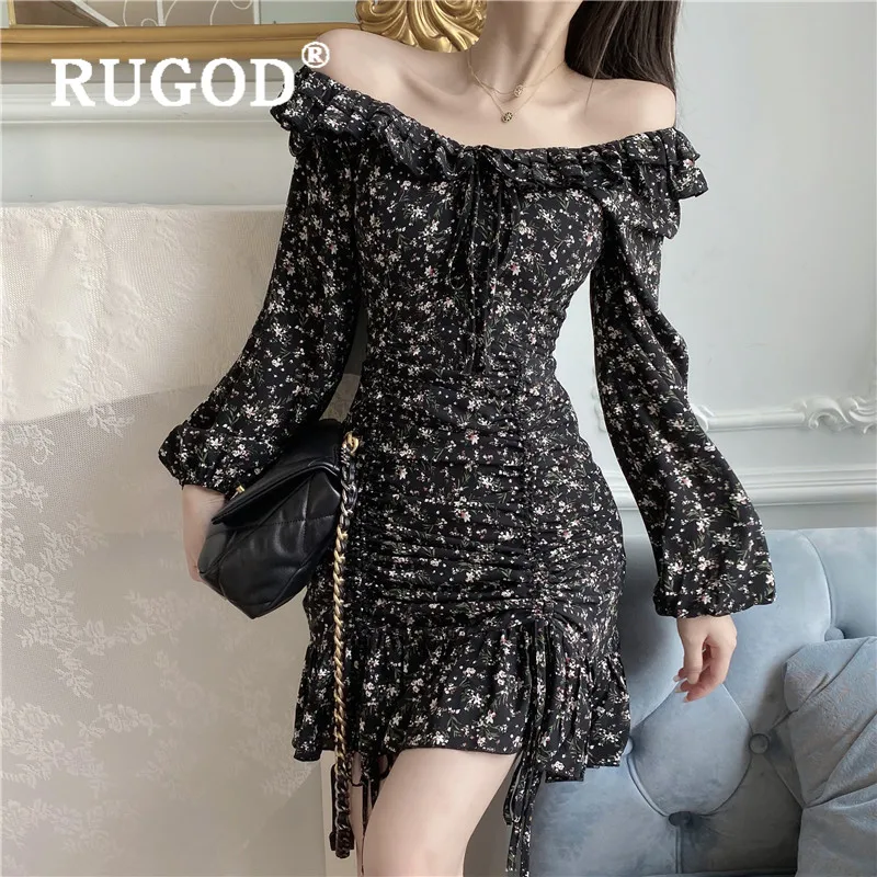 RUGOD цветочное облегающее Плиссированное мини платье в стиле бохо шикарное