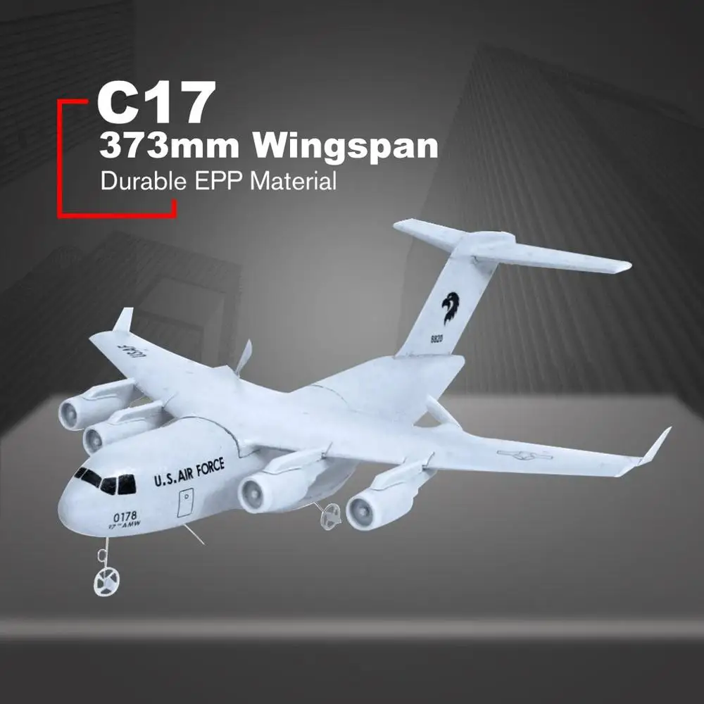 C17-транспортных средств 373mm размах крыльев EPP RC беспилотный самолет 2,4 ГГц 2CH 3-осевой "сделай сам" для детей игрушка