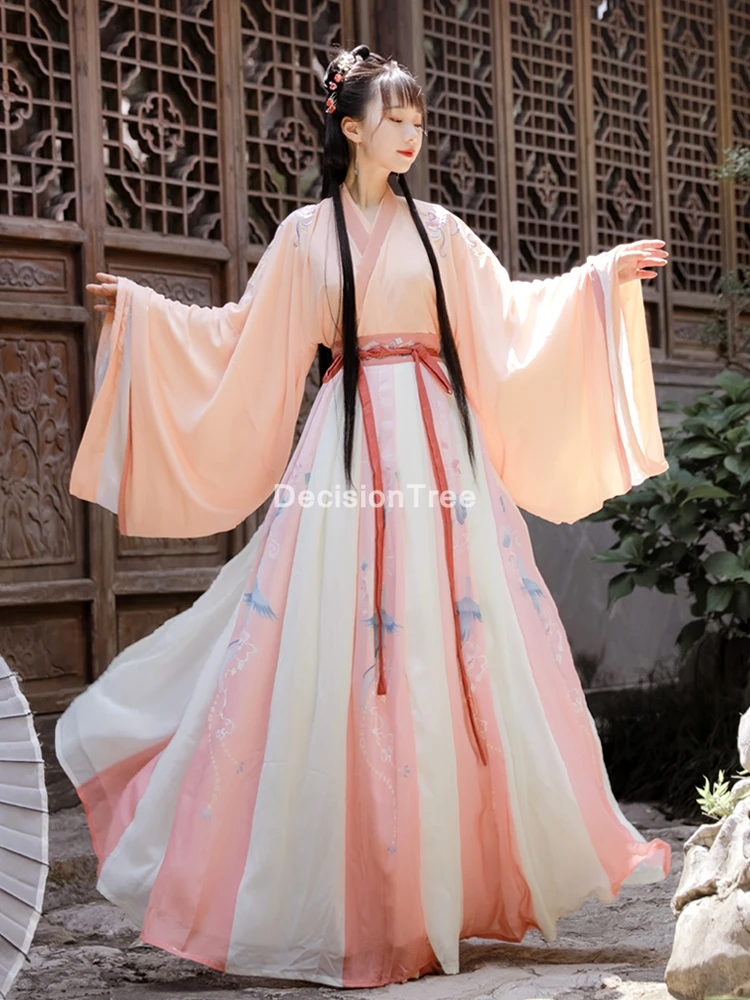 

2022 Китайская традиционная одежда ханьфу, праздничное уличное платье, элегантный костюм для народных танцев с цветочным принтом, сценическо...