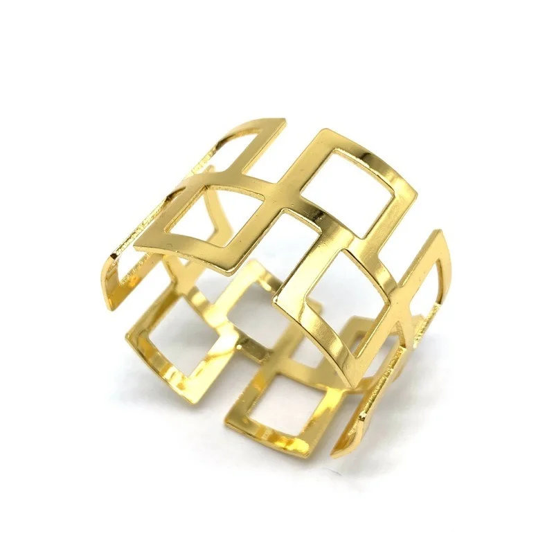 

6pcs Back Pattern Wedding Napkin Rings Table Decoration Towel Serviette Hollow Buckle Ring for Party Dining Bar Home Accessories
