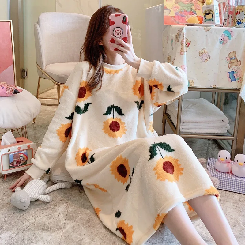 Домашняя одежда большого размера 5XL милая женская ночная рубашка 2020 Pjs зимняя