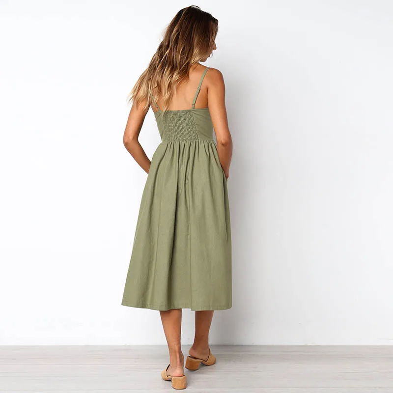 Женское летнее платье Пляжное Платье в полоску с цветочным принтом и карманами