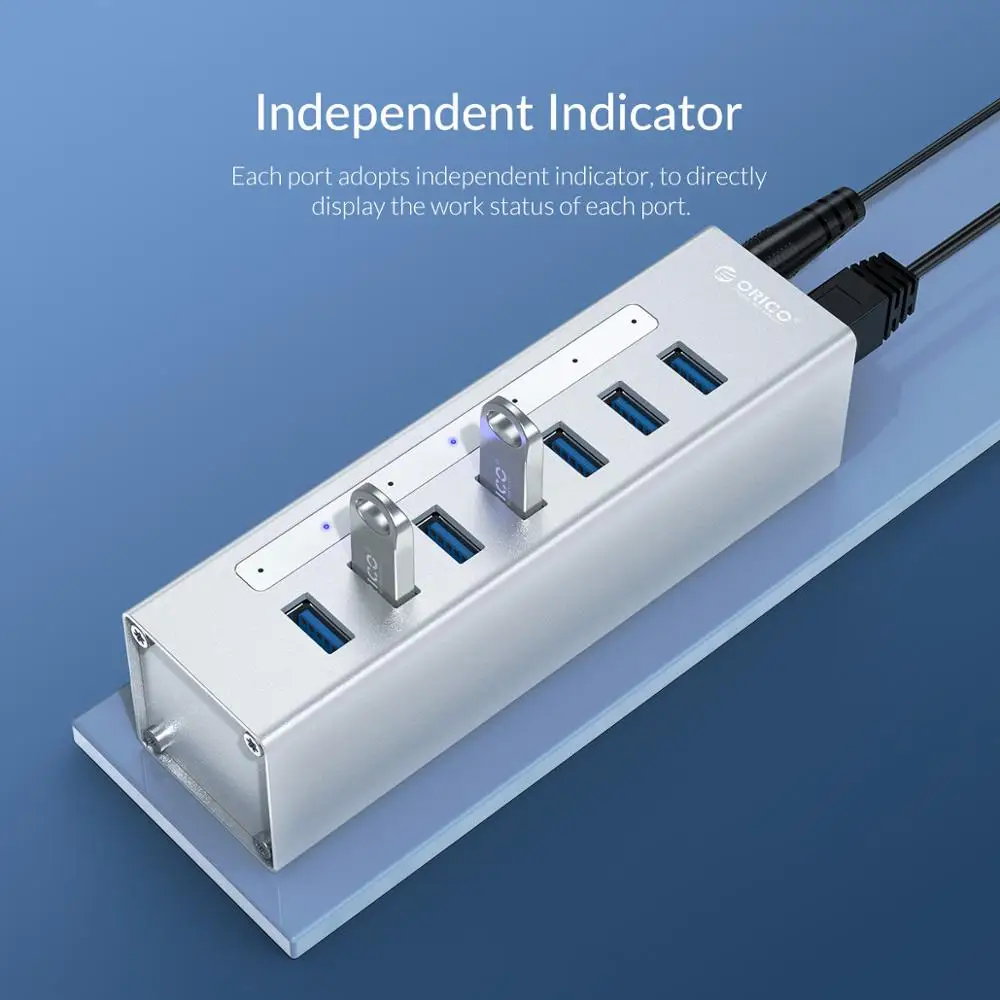 ORICO концентратор USB алюминиевый 4 порта USB3.0 с 12 В источник питания 5 Гбит/с для