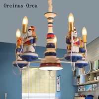 mediterranean blue animal chandelier boy bedroom childrens room lamp creative cartoon british style led chandelier