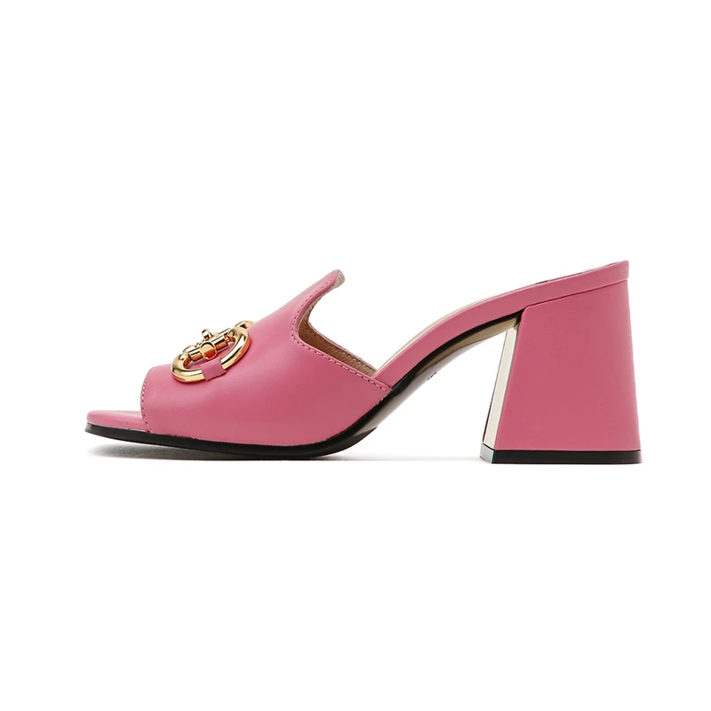 

Women's shoes summer new fashion all-match outer wear women's sandals and slippers horsebit thick heel high-heeled slippers