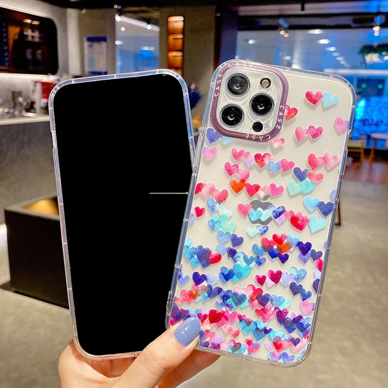

Luxury Love Heart Phone Case For iPhone 11 12 Pro Max X XR XS Max 7 8 Plus Bumper Back Cover Coque