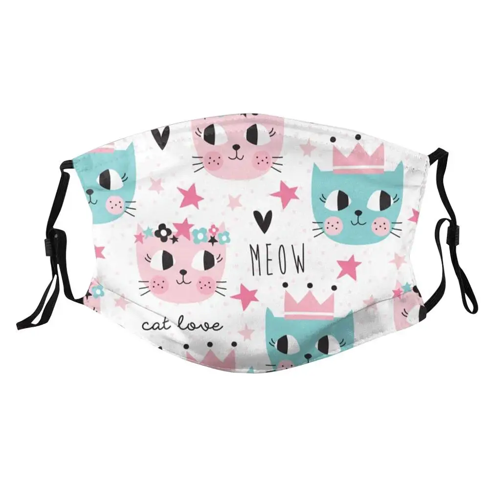 Взрослая моющаяся хлопковая маска для губ Гавайская кошка с принтом рот