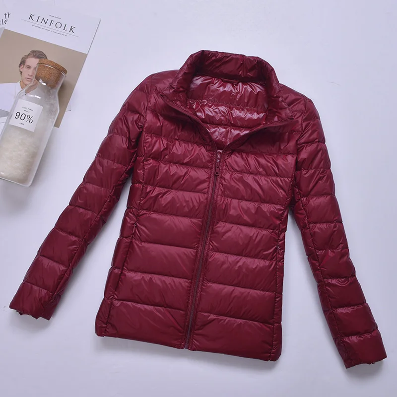 Осенняя куртка Женская Плюс Размер 6XL 7XL ультра тонкая легкая зима 90% утиный пух