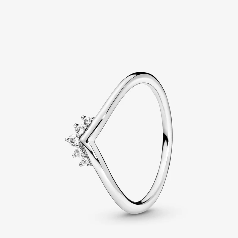 

Fashion Sparkling Tiara Wishbone CZ Ring Minimalist Stackable Silver Ring for Women Wedding Engagement Jewelry Girlfriend Gift