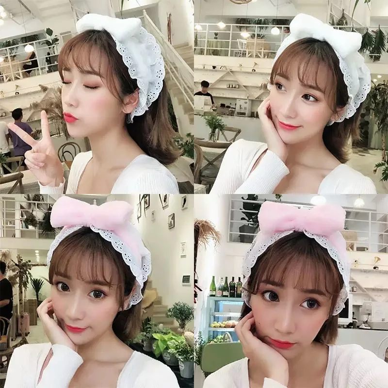 

Lace Lace Women's Headband Simple Fashion Lazy Face Wash Makeup Hair Accessories Plaid Bunch Butterfly Headband Hair Accessories