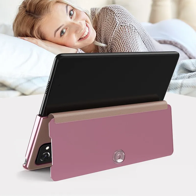 Smart Flip Case For Samsung Galaxy Z Fold 2 5G W21 W20 Mirror Plating PU Leather Kickstand Shockproof Phone Cover Funda