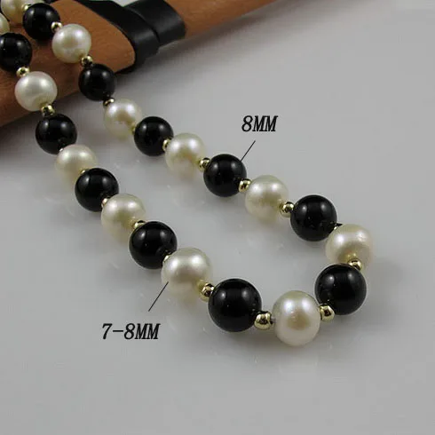 Новейшая модель Terisa с натуральным жемчугом длинное ожерелье из черного агата 3 мм