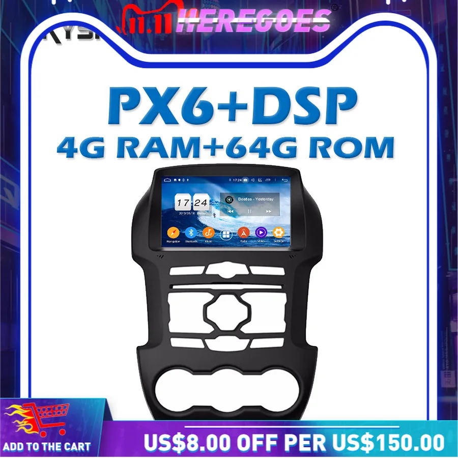 1280*720 PX6 DSP IPS Android 9. 0 4G + 64G Автомобильный DVD-плеер GPS карта RDS радио Wifi Bluetooth для Ford Ranger