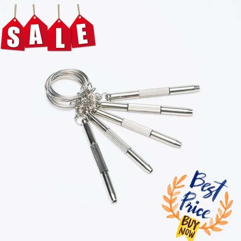 

5PCS Portable 3 In 1 Stainless Steel Keychain Screwdriver Eyeglass Sunglasses Watch Repair Kit Tool Crewdriver Nut Driver