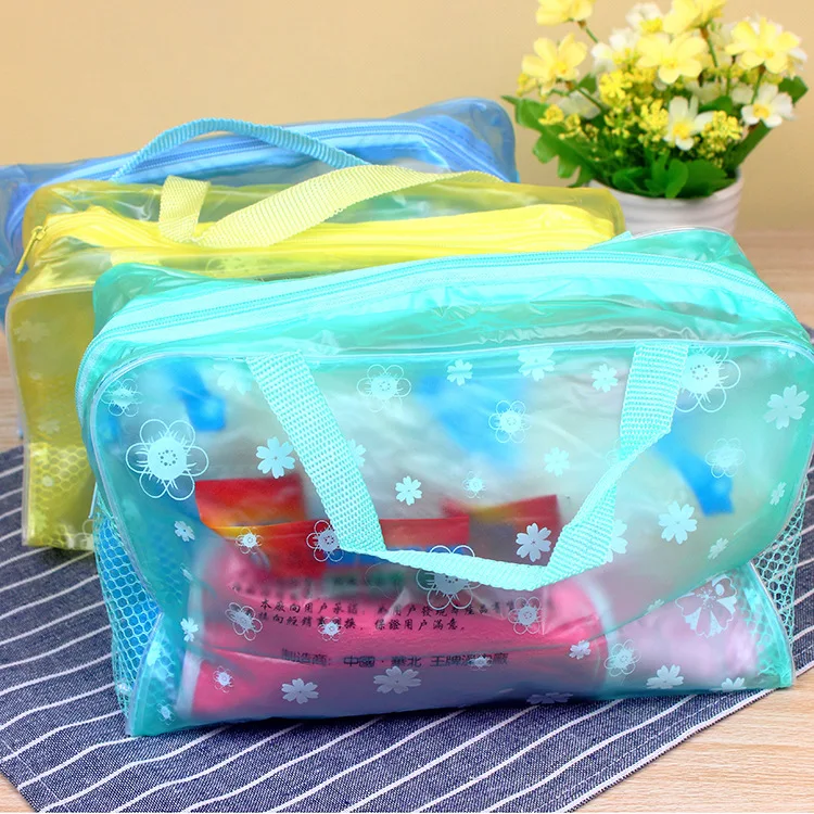 

Women Swimming Bag Waterproof Handbags Floral Transparent PVC Plastic Pool Beach Makeup Organizer Toiletry Storage PVC Bag