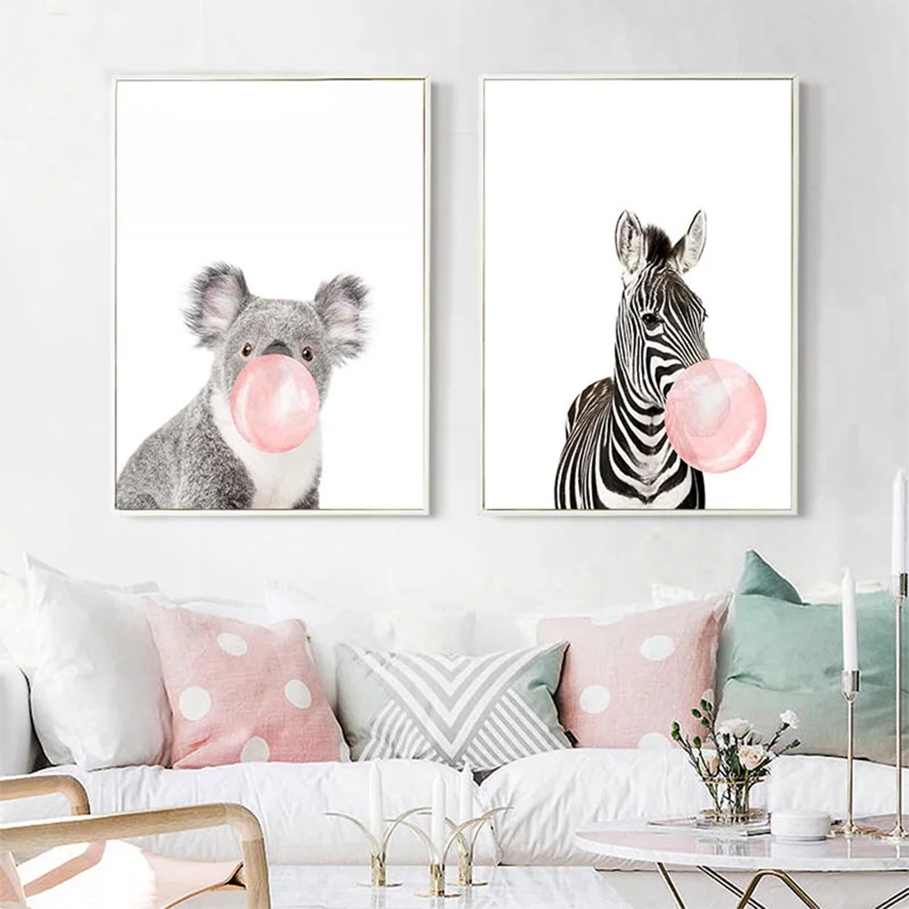 

Animal Posters and Prints Giraffe Zebra Canvas Art Painting Nordic Simple Style Wall Art Nursery Decor Picture Kids Room Decor