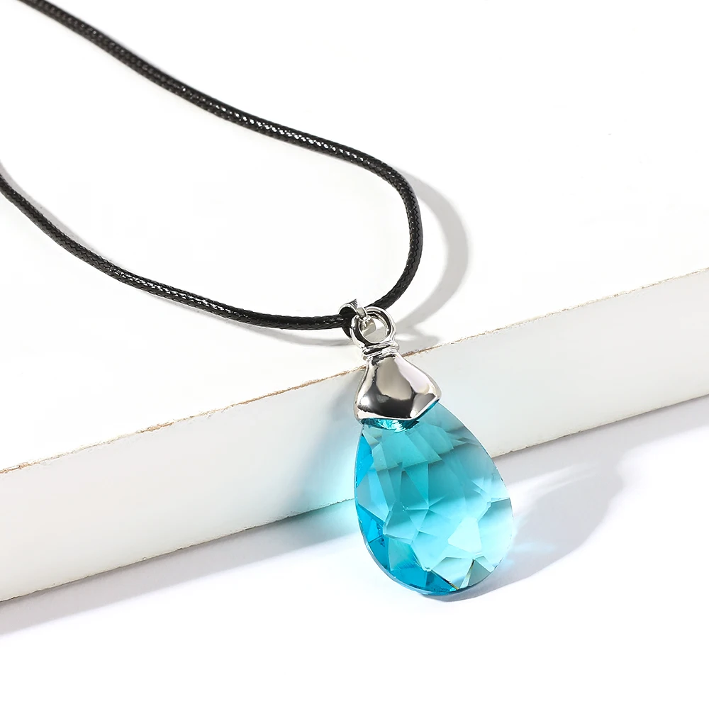 Аниме меч искусство онлайн ожерелье синяя вода форма кристалл кулон Веревка Цепь