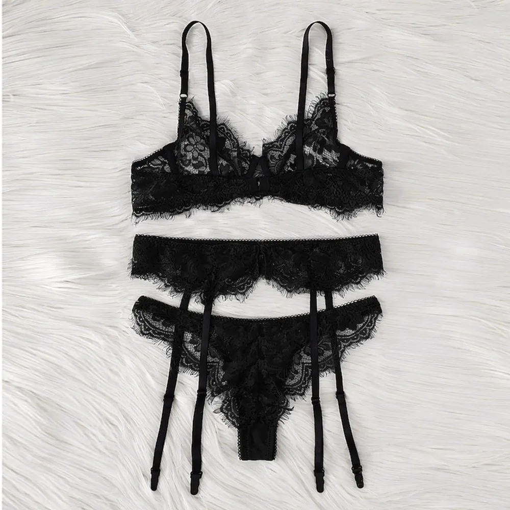 Модный женский сексуальный кружевной бюстгальтер Женское Белье трусы подвязки